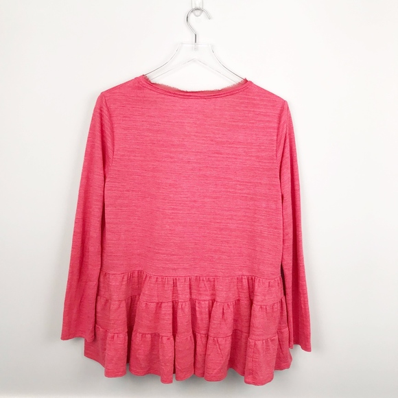 Anthropologie Deletta Ruffle Blouse Red Petite Med - Picture 4 of 6